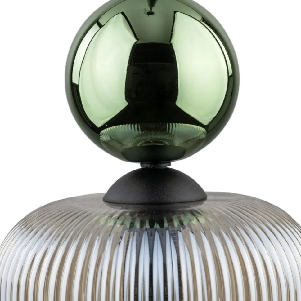 Lampa wisząca SOPHIA czarna zielona klosz beżowy 1xE14 15 cm