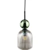 Lampa wisząca SOPHIA czarna zielona klosz beżowy 1xE14 13 cm