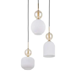 Lampa wisząca SOPHIA czarna klosz biały 3xE14