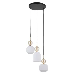 Lampa wisząca SOPHIA czarna klosz biały 3xE14