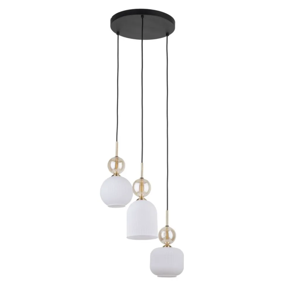 Lampa wisząca SOPHIA czarna klosz biały 3xE14