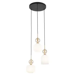 Lampa wisząca SOPHIA czarna klosz biały 3xE14