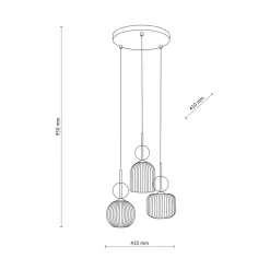 Lampa wisząca SOPHIA czarna klosz biały 3xE14