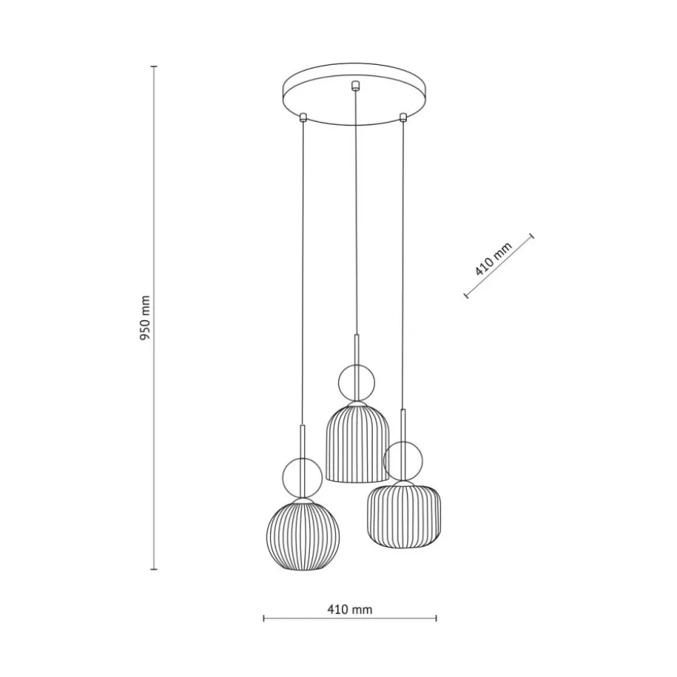 Lampa wisząca SOPHIA czarna klosz biały 3xE14