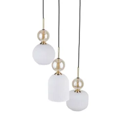 Lampa wisząca SOPHIA czarna klosz biały 3xE14