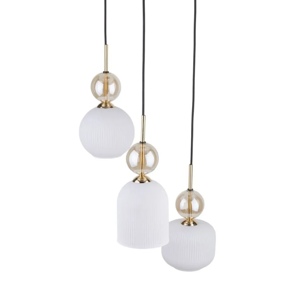 Lampa wisząca SOPHIA czarna klosz biały 3xE14