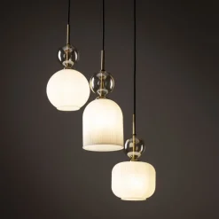 Lampa wisząca SOPHIA czarna klosz biały 3xE14