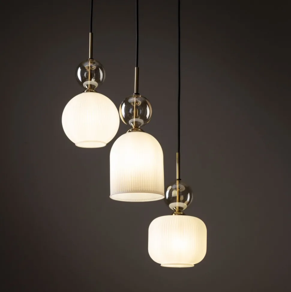 Lampa wisząca SOPHIA czarna klosz biały 3xE14