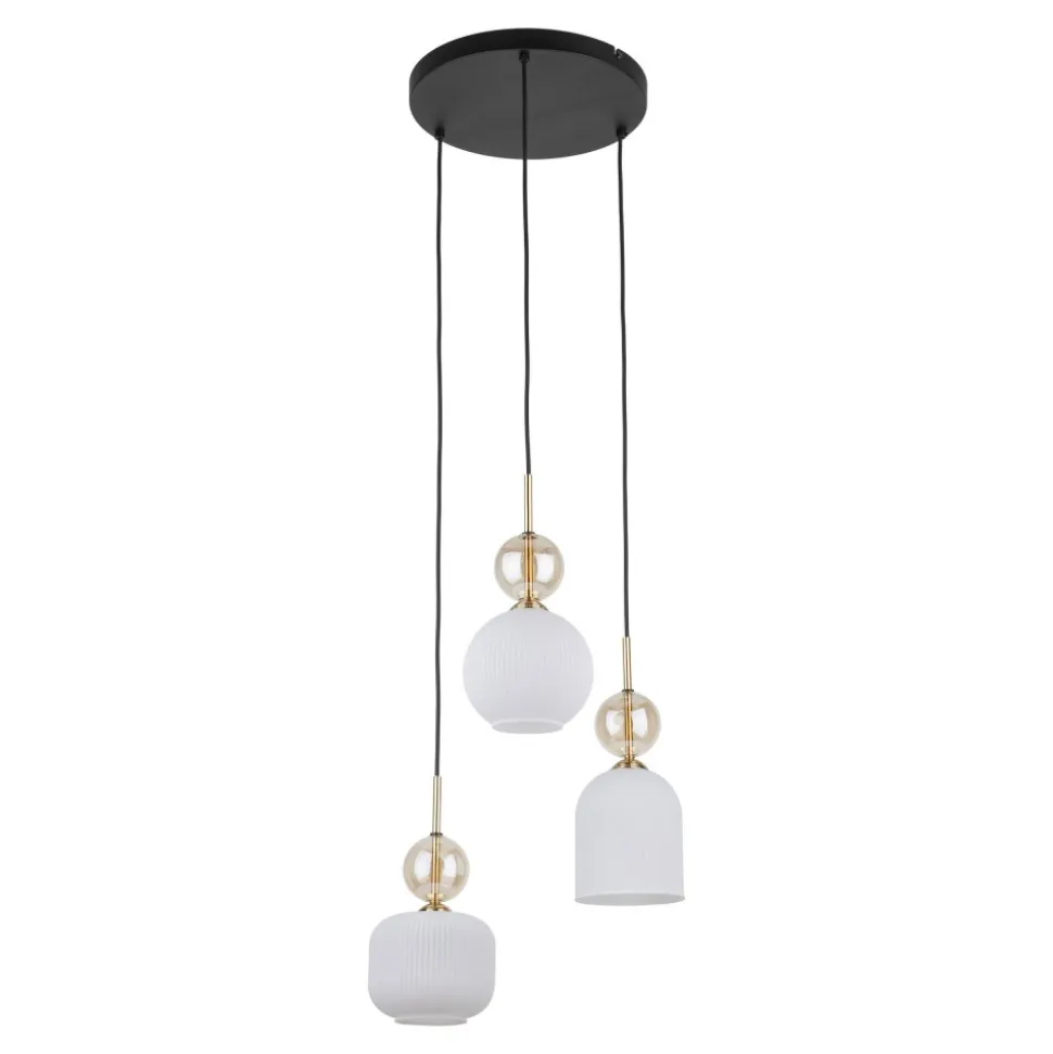 Lampa wisząca SOPHIA czarna klosz biały 3xE14
