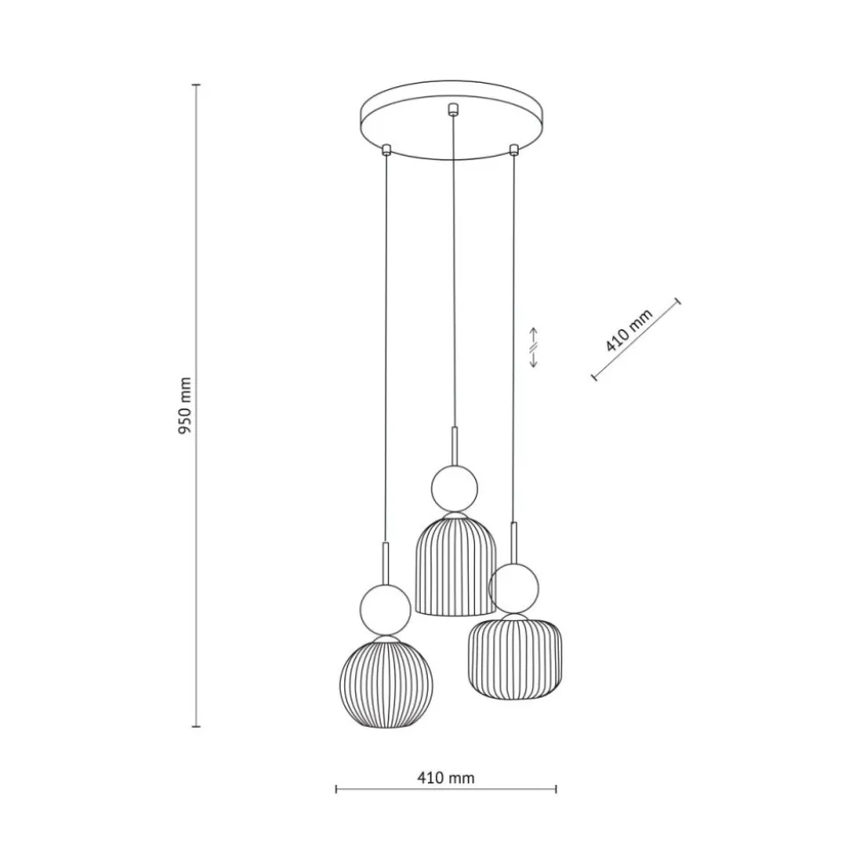 Lampa wisząca SOPHIA czarna zielona klosz beżowy 3xE14 okragła