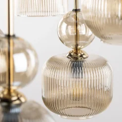 Lampa wisząca SOPHIA czarna klosz beżowy 5xE14