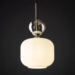 Lampa wisząca SOPHIA czarna klosz biały 1xE14 15cm
