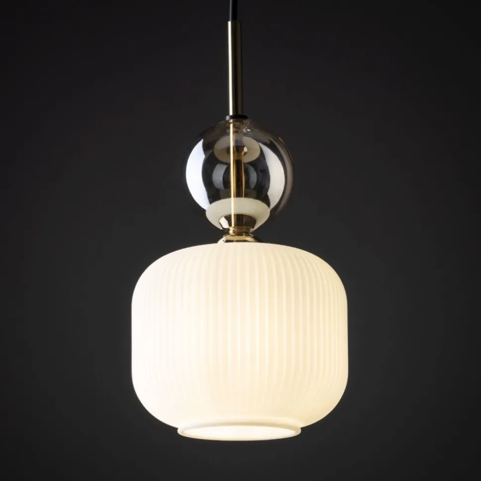 Lampa wisząca SOPHIA czarna klosz biały 1xE14 15cm