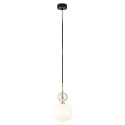 Lampa wisząca SOPHIA czarna klosz biały 1xE14 15cm