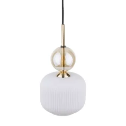Lampa wisząca SOPHIA czarna klosz biały 1xE14 15cm