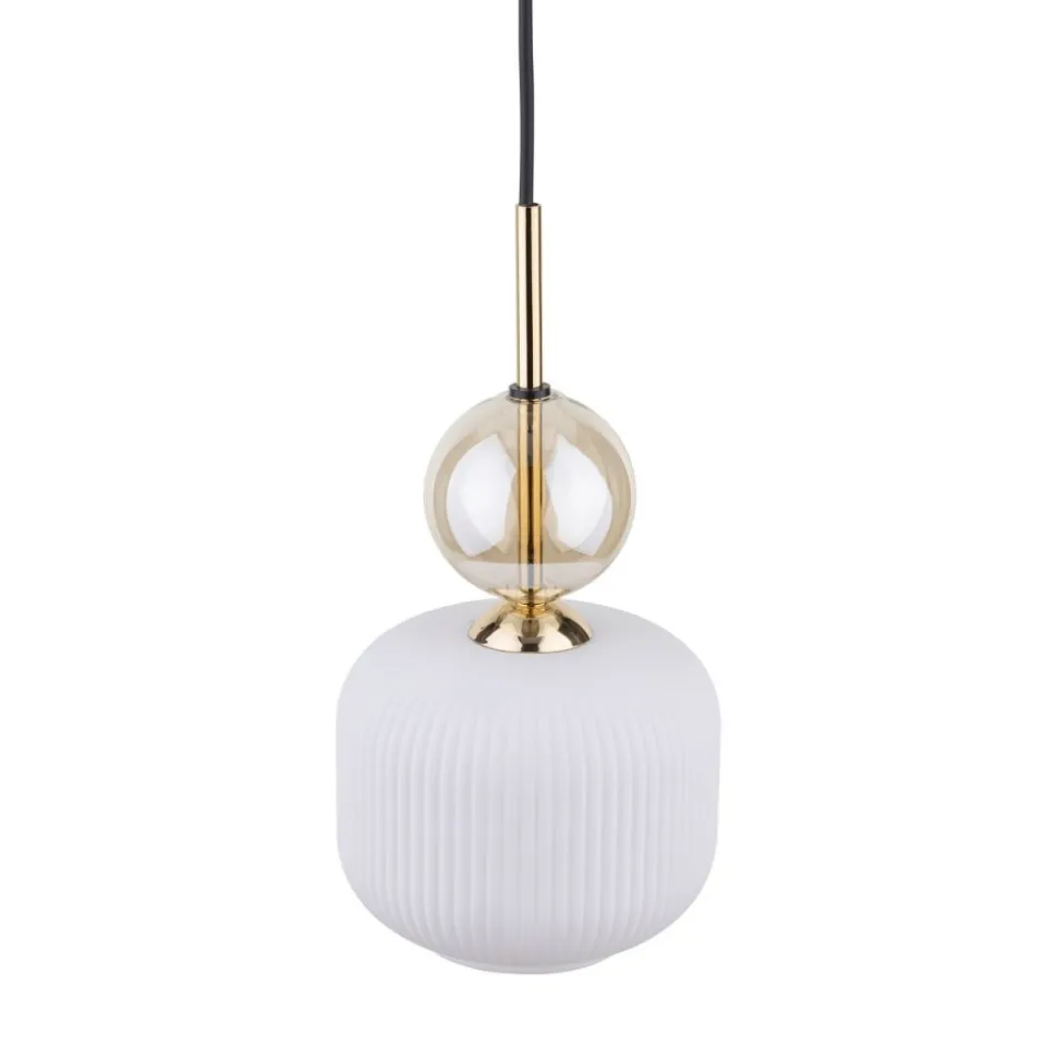 Lampa wisząca SOPHIA czarna klosz biały 1xE14 15cm
