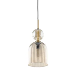 Lampa wisząca SOPHIA czarna klosz beżowy 1xE14 13 cm