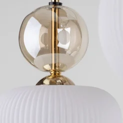 Lampa wisząca SOPHIA czarna klosz biały 6xE14