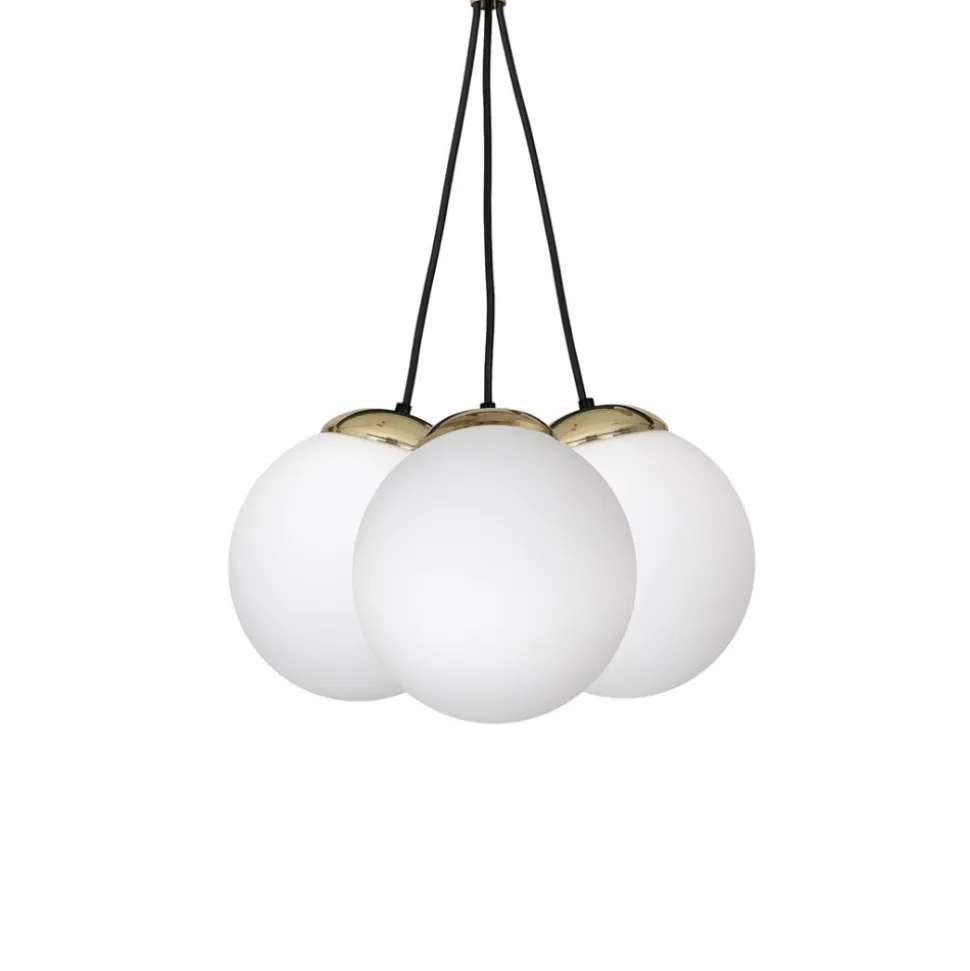 Lampa Wisząca SPARTA Czarny Złoty Szklane Klosze 3xE14