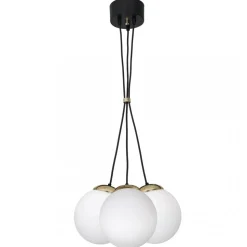 Lampa Wisząca SPARTA Czarny Złoty Szklane Klosze 3xE14