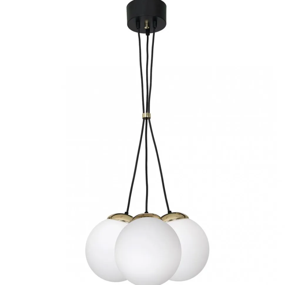 Lampa Wisząca SPARTA Czarny Złoty Szklane Klosze 3xE14