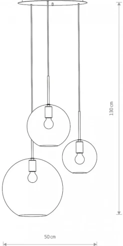 Lampa Wisząca SPHERE M Czarny Szklany Klosz 3xE27 50cm