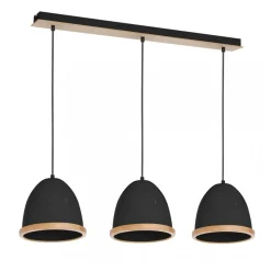 Lampa Wisząca STUDIO Czarny Brązowy Metalowy Klosz 3xE27