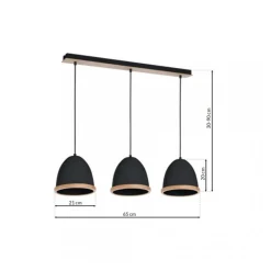 Lampa Wisząca STUDIO Czarny Brązowy Metalowy Klosz 3xE27