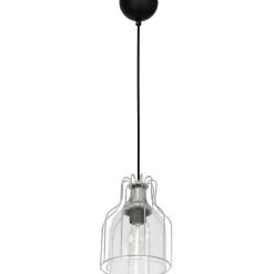 Lampa wisząca szklana Aria czarna chrom