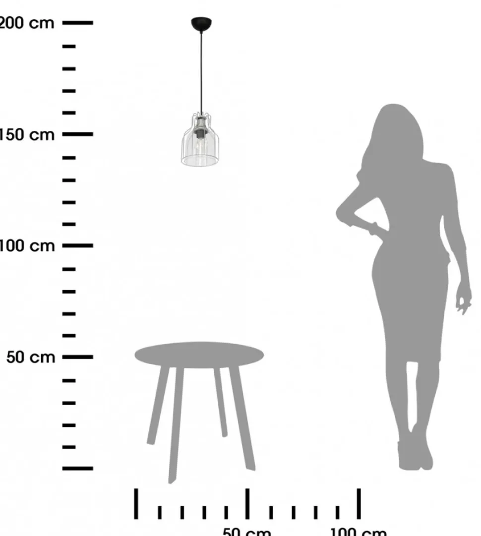 Lampa wisząca szklana Aria czarna chrom