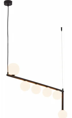 Lampa Wisząca TAIDA Czarny Biały Szklane Klosze 6xG9