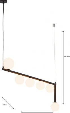Lampa Wisząca TAIDA Czarny Biały Szklane Klosze 6xG9