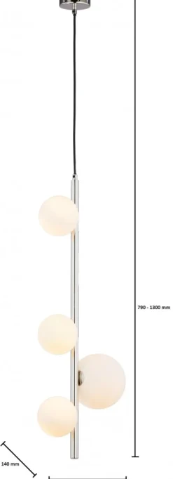 Lampa Wisząca TAIDA Srebrny Biały Szklane Klosze 4xG9