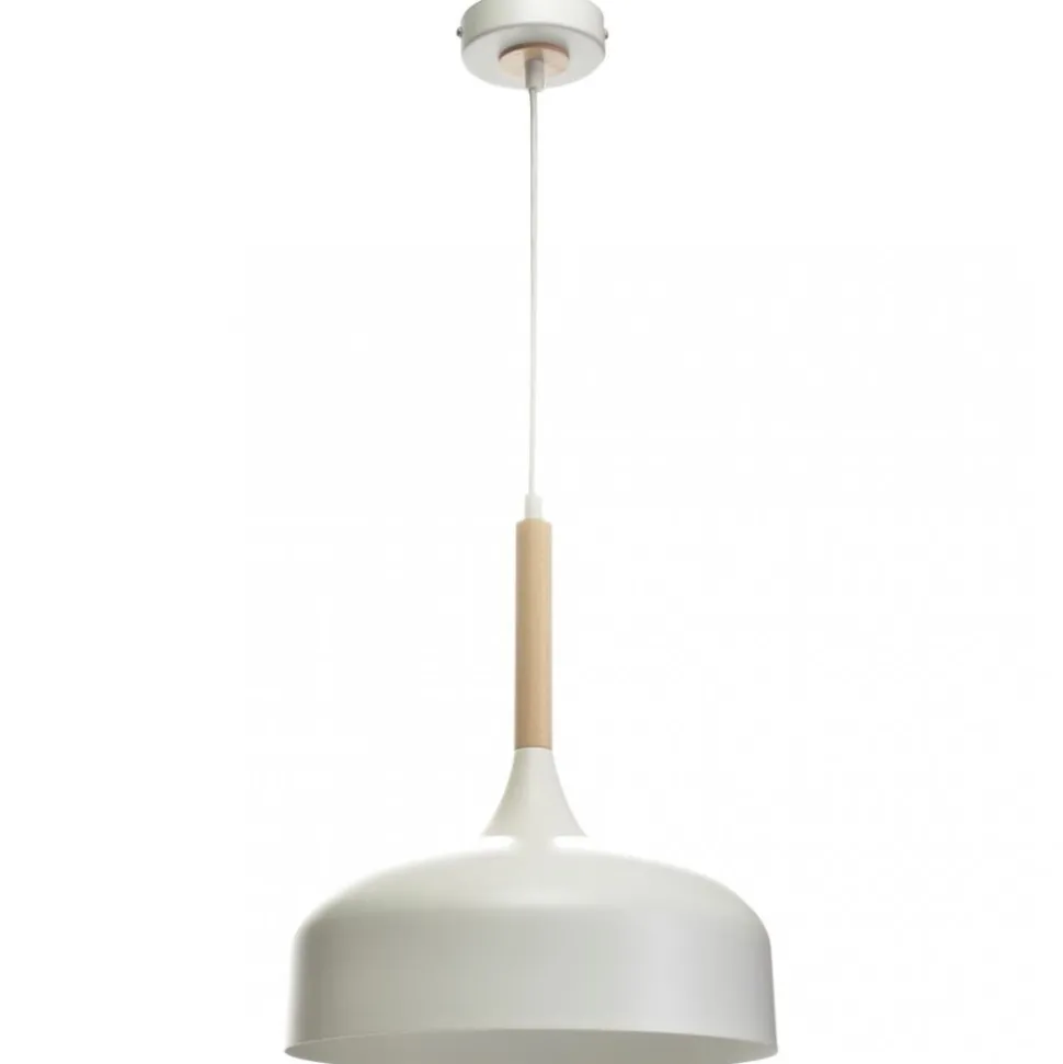 Lampa Wisząca TAYLOR Biały Brązowy Metalowy Klosz 1xE27 30cm