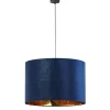 Lampa Wisząca TERCINO Niebieski Złoty Abażur 3xE27 50cm