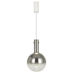Lampa Wisząca TORONTO Biały Srebrny Szklany Klosz 1xGU10 25cm