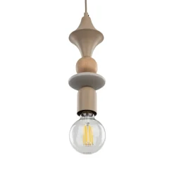 Lampa wisząca TOWER WOOD sabia beżowa 1xE27