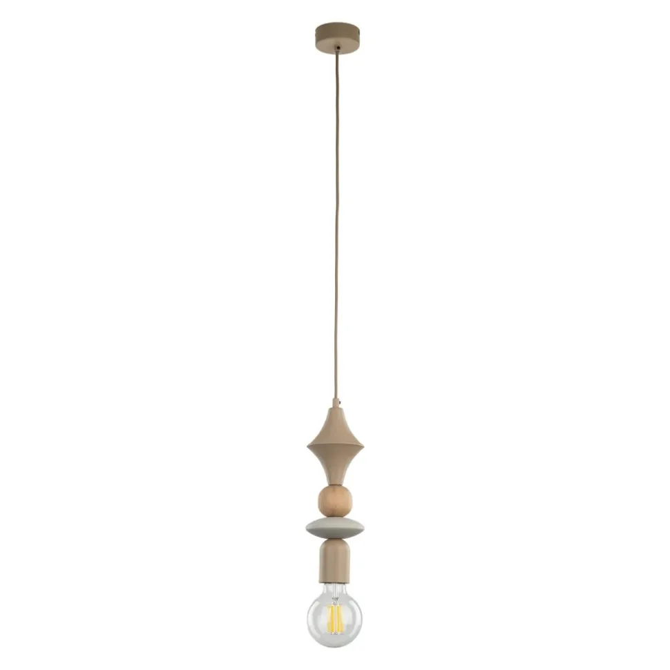 Lampa wisząca TOWER WOOD sabia beżowa 1xE27