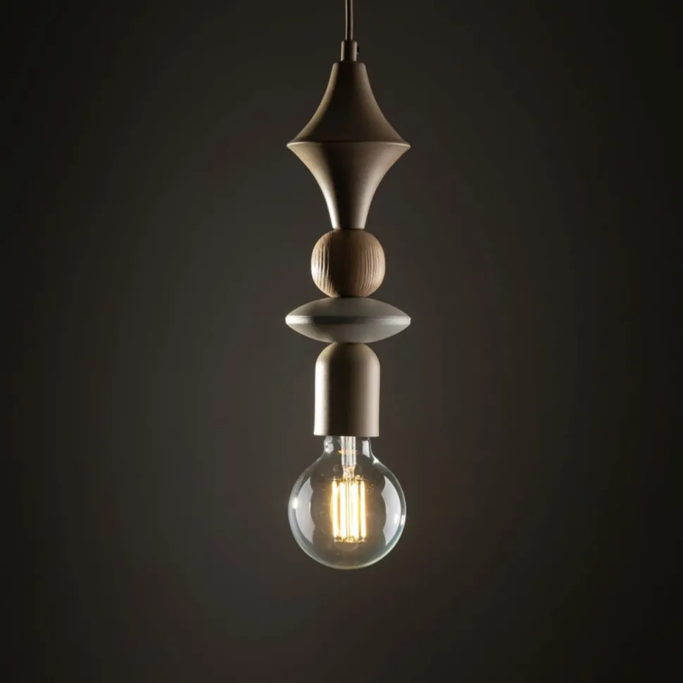 Lampa wisząca TOWER WOOD sabia beżowa 1xE27