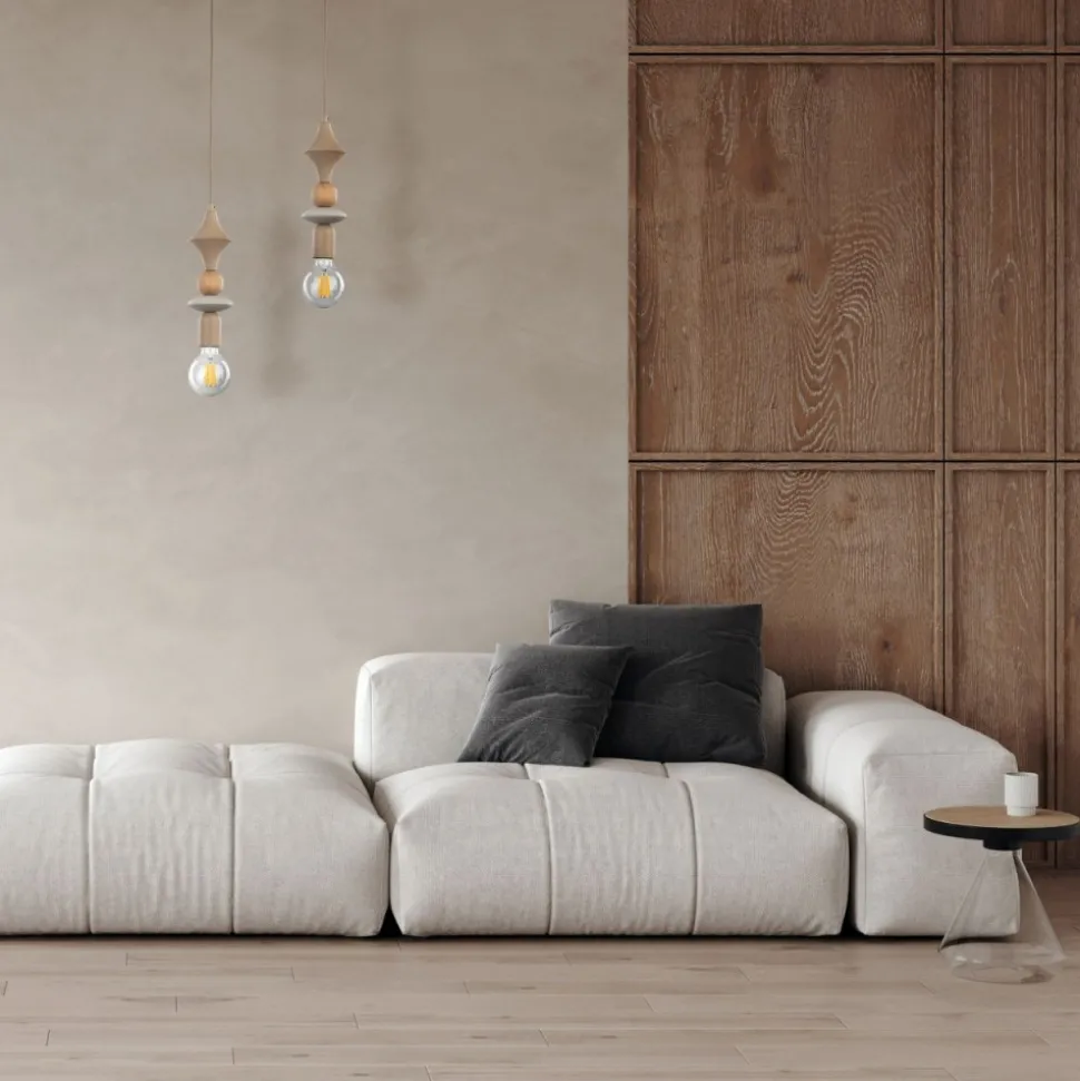 Lampa wisząca TOWER WOOD sabia beżowa 1xE27