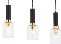Lampa Wisząca TULUZA Czarny Złoty Szklane Klosze 3xE27