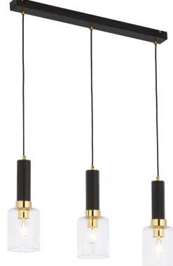 Lampa Wisząca TULUZA Czarny Złoty Szklane Klosze 3xE27