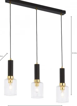 Lampa Wisząca TULUZA Czarny Złoty Szklane Klosze 3xE27