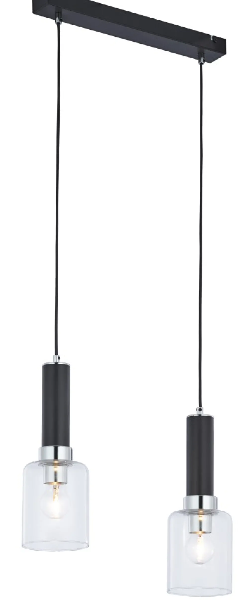 Lampa Wisząca TULUZA Czarny Srebrny Szklane Klosze 2xE27