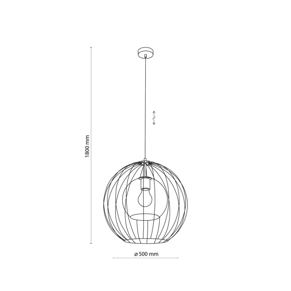 Lampa Wisząca UNIVERSO Czarny Szklany Klosz 1xE27 50cm