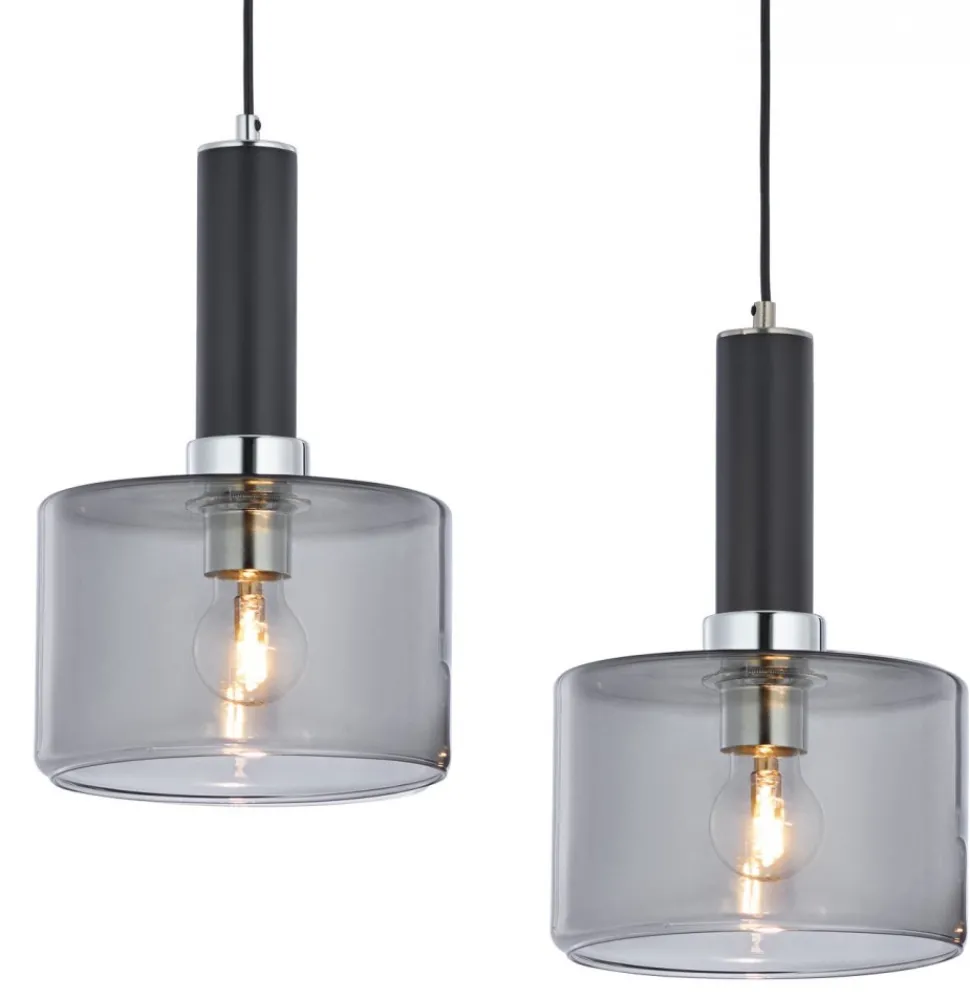 Lampa Wisząca VANES Srebrny Dymiony Szklane Klosze 2xE27