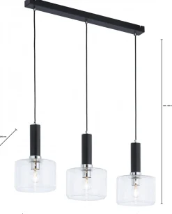 Lampa Wisząca VANES Srebrny Transparentny Szklane Klosze 3xE27