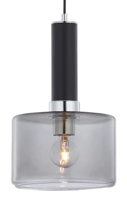 Lampa Wisząca VANES Srebrny Dymiony Szklany Klosz 1xE27 20 cm