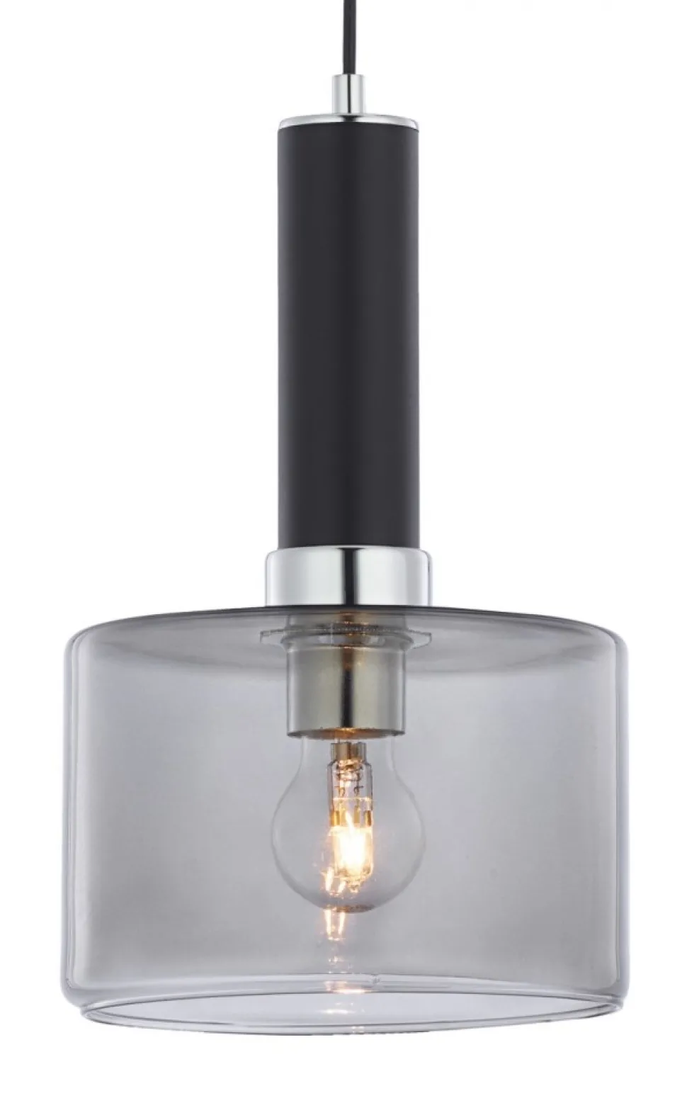 Lampa Wisząca VANES Srebrny Dymiony Szklany Klosz 1xE27 20 cm