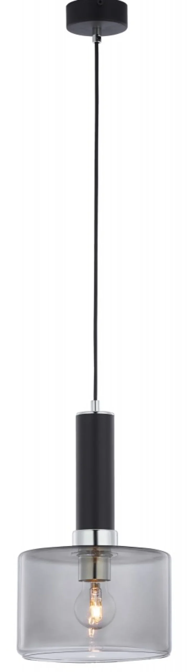 Lampa Wisząca VANES Srebrny Dymiony Szklany Klosz 1xE27 20 cm